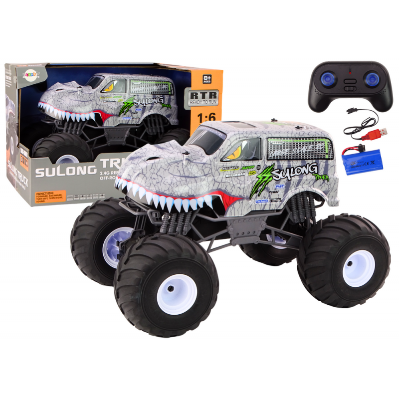 Nagy terepjáró, távirányítós autó 2.4G RC 1:6 dinoszaurusz