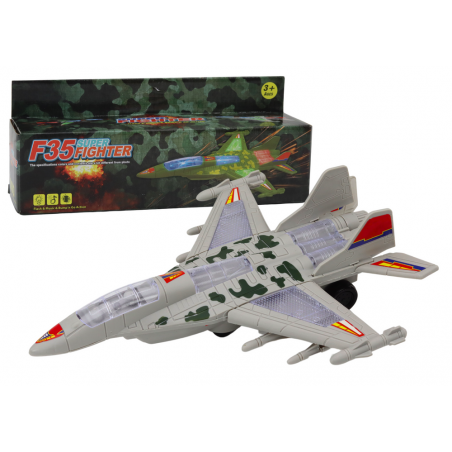Military Fighter F35 vezetői lámpák szürkén hangzanak