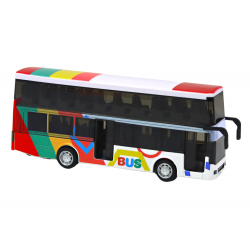 Emeletes busz fém meghajtóval, színes fényekkel, hangokkal