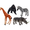 Afrikai állatfigurák készlete, 4 db Zsiráf Gorilla