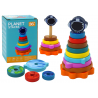 Piramis szortírozó fából készült piramis puzzle bolygók Space 10 db.