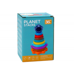 Piramis szortírozó fából készült piramis puzzle bolygók Space 10 db.