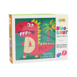 Oktatási puzzle 6 az 1-ben blokkok puzzle kockák 6 kép dinoszauruszok 9 El.