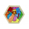 Jigsaw Puzzle Animals Wooden Blocks Színes 12 db.