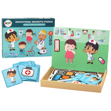 Mágneses puzzle készlet egy dobozban, az orvosi kórházban