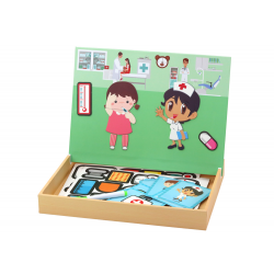 Mágneses puzzle készlet egy dobozban, az orvosi kórházban