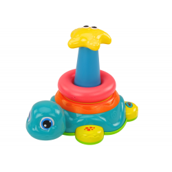 Piramis lovagló teknős 2 az 1-ben Puzzle Kerekek Fények Hangok