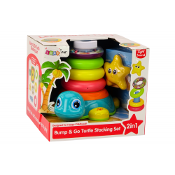 Piramis lovagló teknős 2 az 1-ben Puzzle Kerekek Fények Hangok