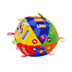 Plüss labda Soft Sensory Educational Animal Csörgő 18cm