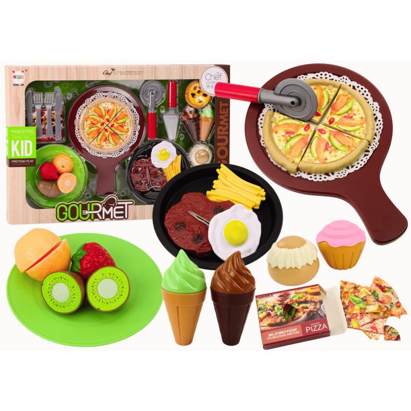 Gyorsétterem szett Gyümölcs Steak Fagylalt Kiegészítők Pizza sült krumpli 26 db.