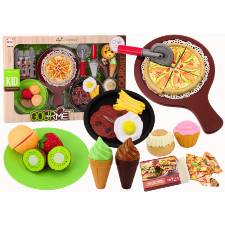 Gyorsétterem szett Gyümölcs Steak Fagylalt Kiegészítők Pizza sült krumpli 26 db.