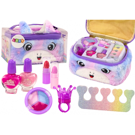 Beauty Set plüss kozmetikai táskában Unicorn körömlakk árnyékok