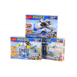 Police Boat Plane Helikopter Építőtégla Kék MIX