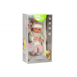 Babababa, pulóver, csíkos sapka, rózsaszín cumi