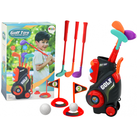 Minigolf készlet gyerekeknek, kerekeken kocsiba